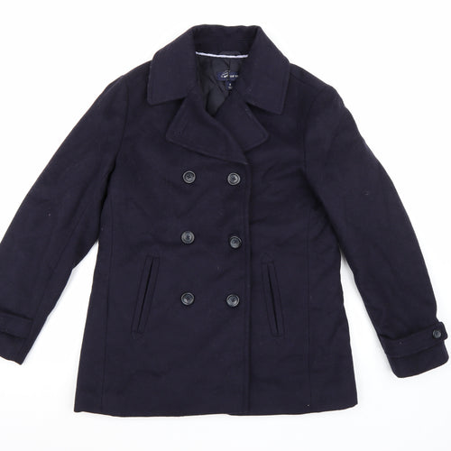 Lands End Womens Blue  Fleece Pea Coat Coat Size 8