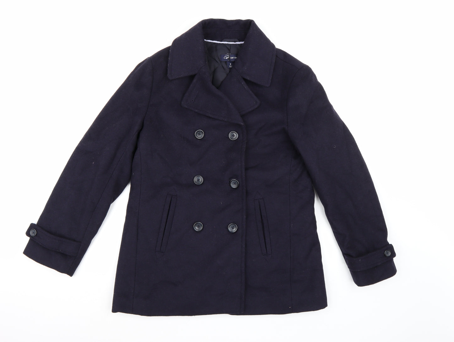 Lands End Womens Blue  Fleece Pea Coat Coat Size 8