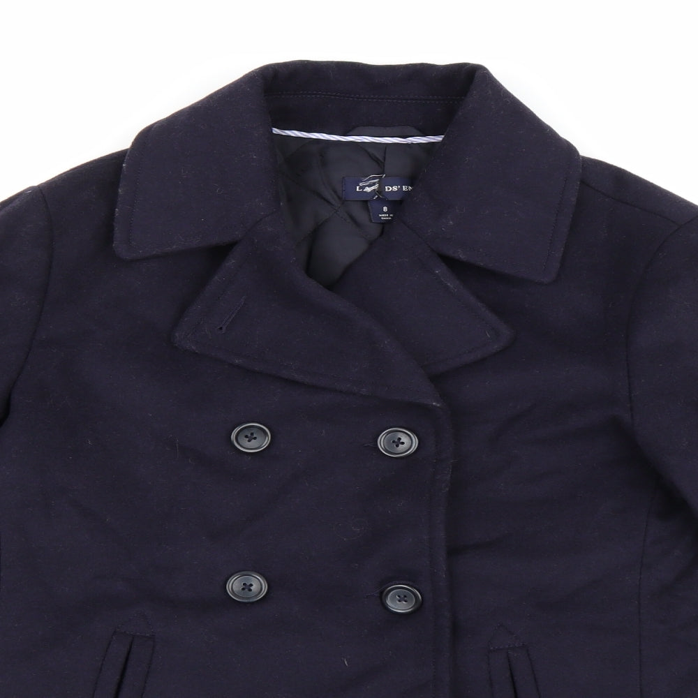 Lands End Womens Blue  Fleece Pea Coat Coat Size 8