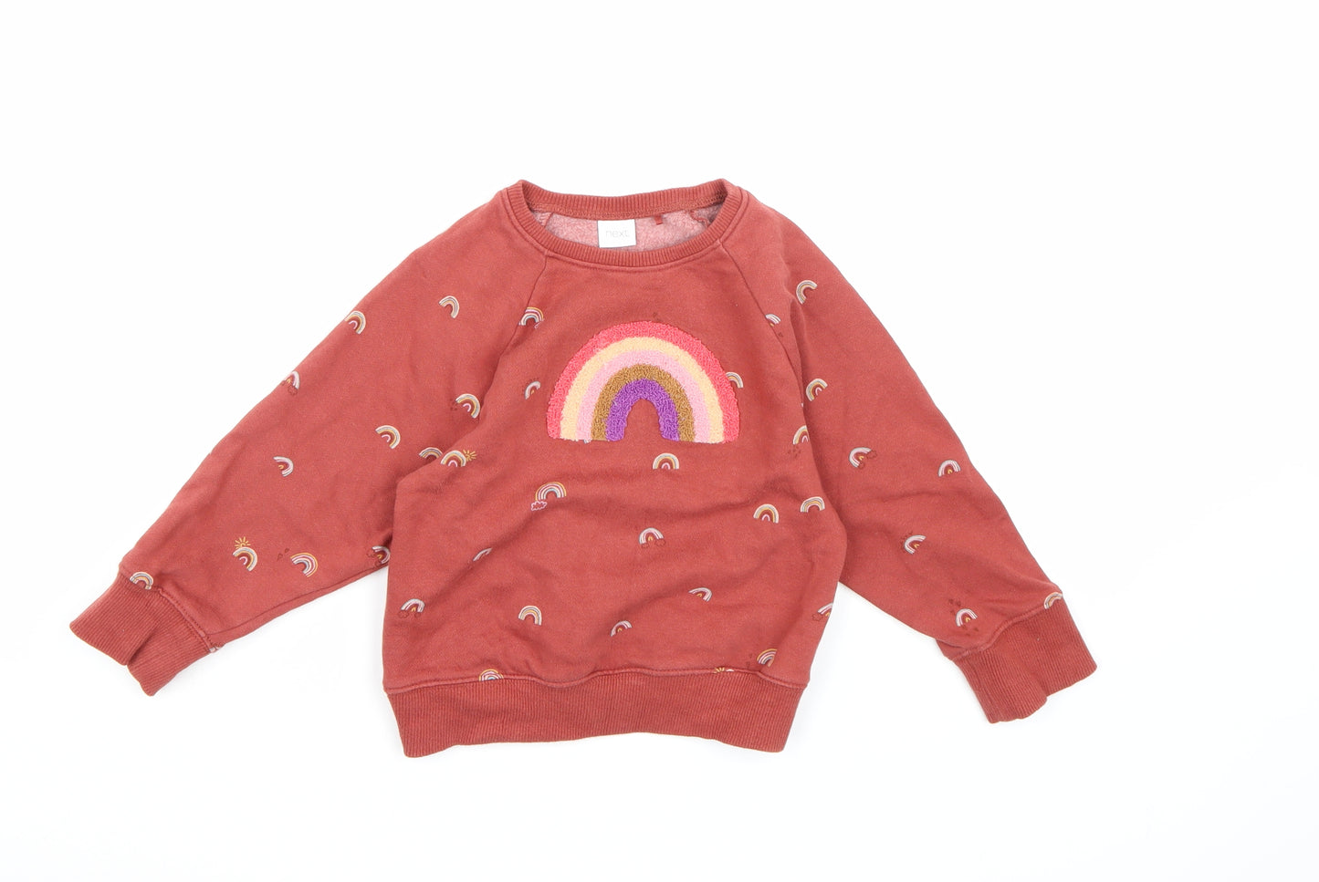 NEXT Girls Orange  Jersey Pullover Sweatshirt Size 3-4 Years