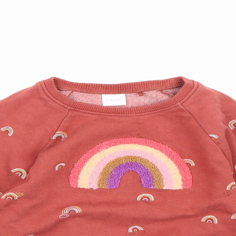 NEXT Girls Orange  Jersey Pullover Sweatshirt Size 3-4 Years
