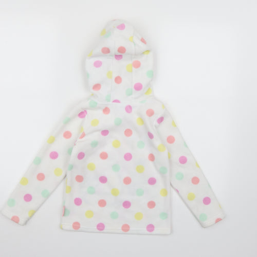 TU Girls White Polka Dot Fleece Pullover Hoodie Size 4-5 Years  - Peppa Pig