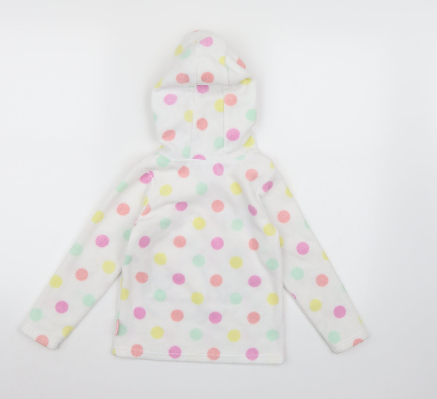 TU Girls White Polka Dot Fleece Pullover Hoodie Size 4-5 Years  - Peppa Pig