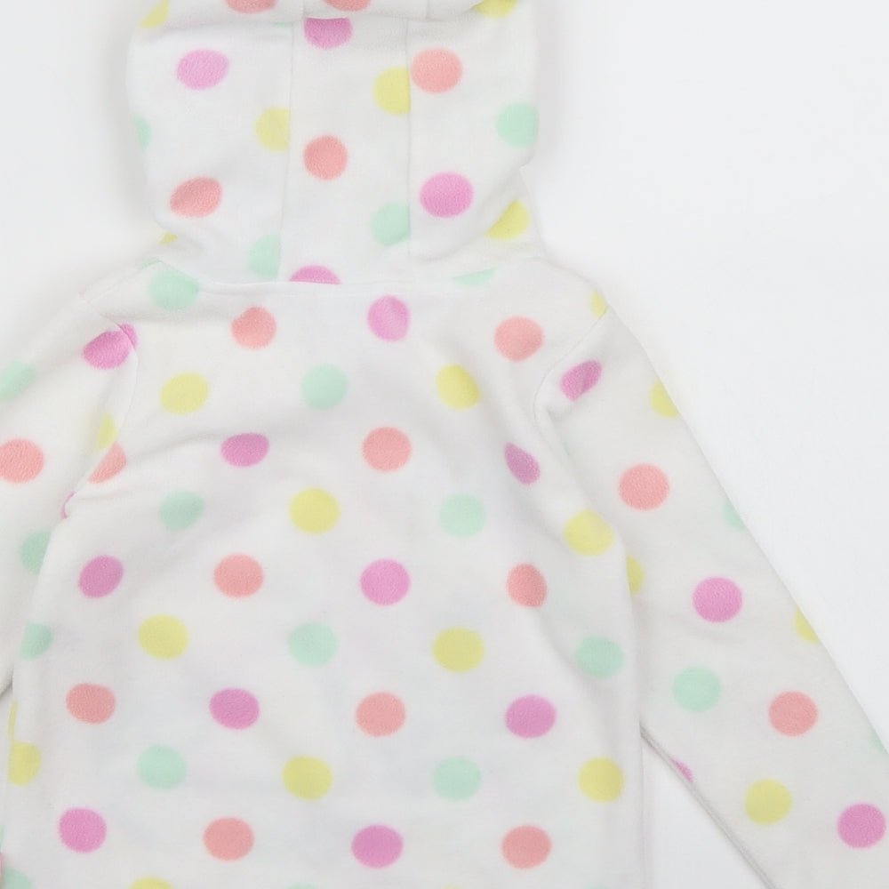 TU Girls White Polka Dot Fleece Pullover Hoodie Size 4-5 Years  - Peppa Pig