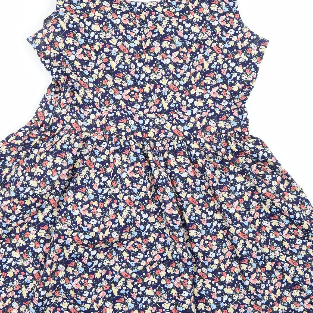 F&F Womens Blue Floral  A-Line  Size 14