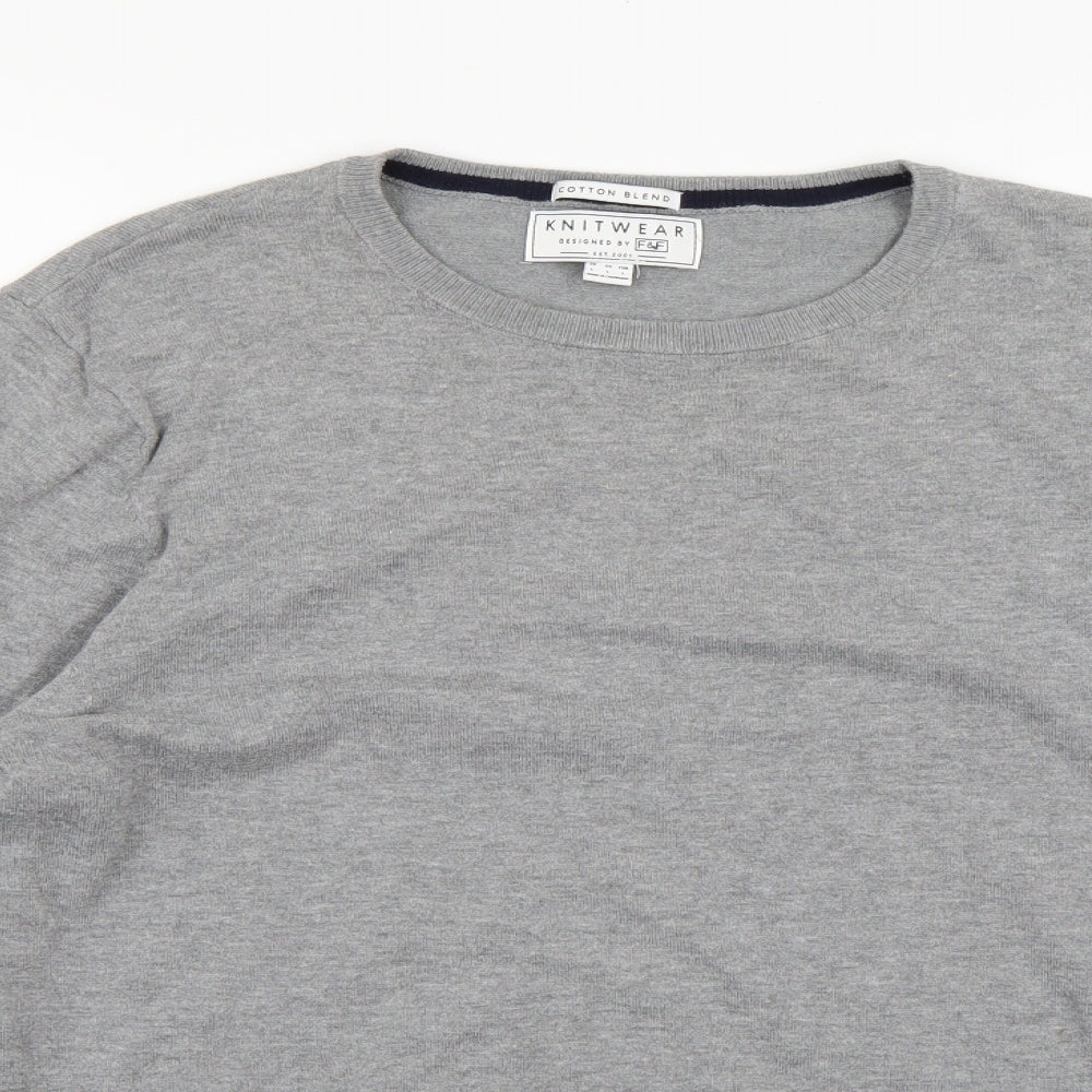 F&F Mens Grey  Knit Pullover Jumper Size L