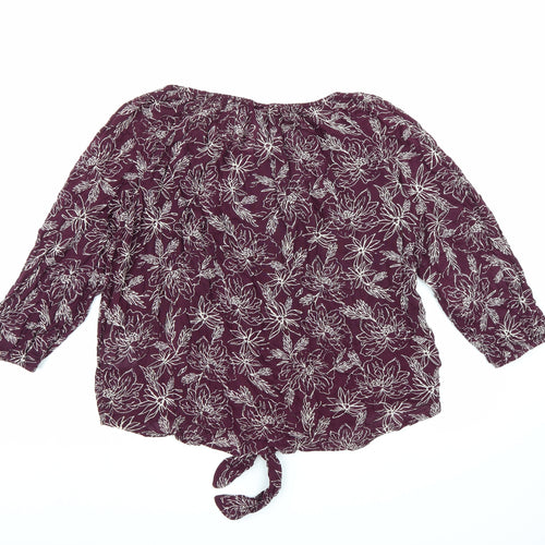 Yessica Womens Purple Floral Chiffon Basic Blouse Size 14