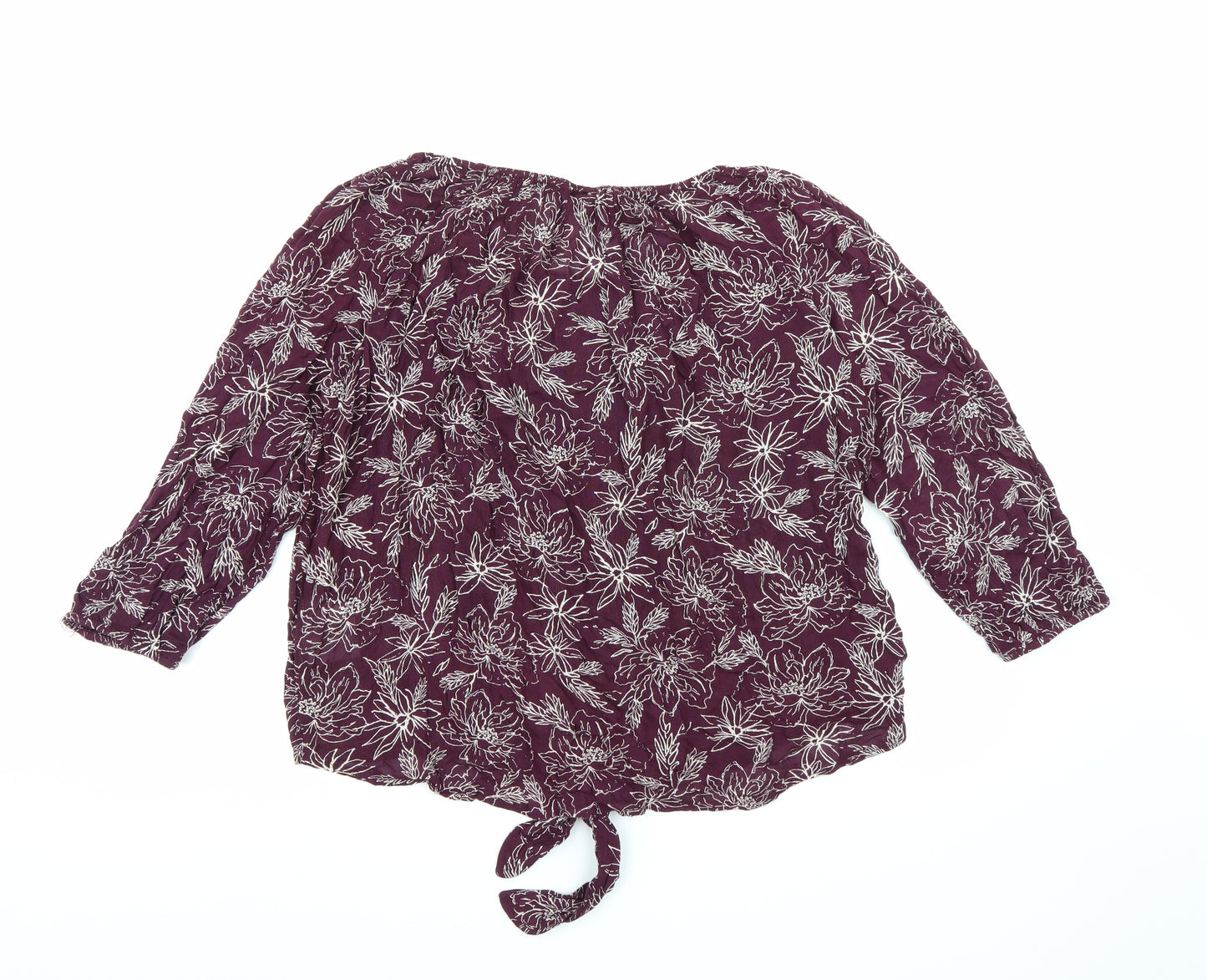 Yessica Womens Purple Floral Chiffon Basic Blouse Size 14