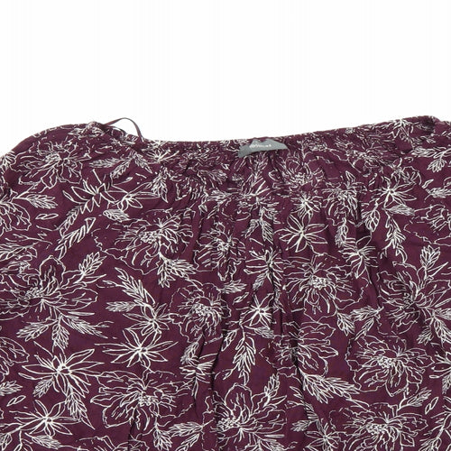 Yessica Womens Purple Floral Chiffon Basic Blouse Size 14