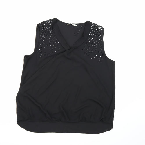 George Womens Black  Chiffon Basic Blouse Size 16