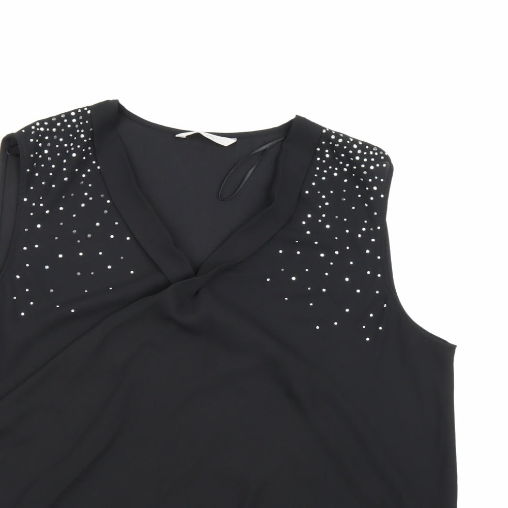 George Womens Black  Chiffon Basic Blouse Size 16
