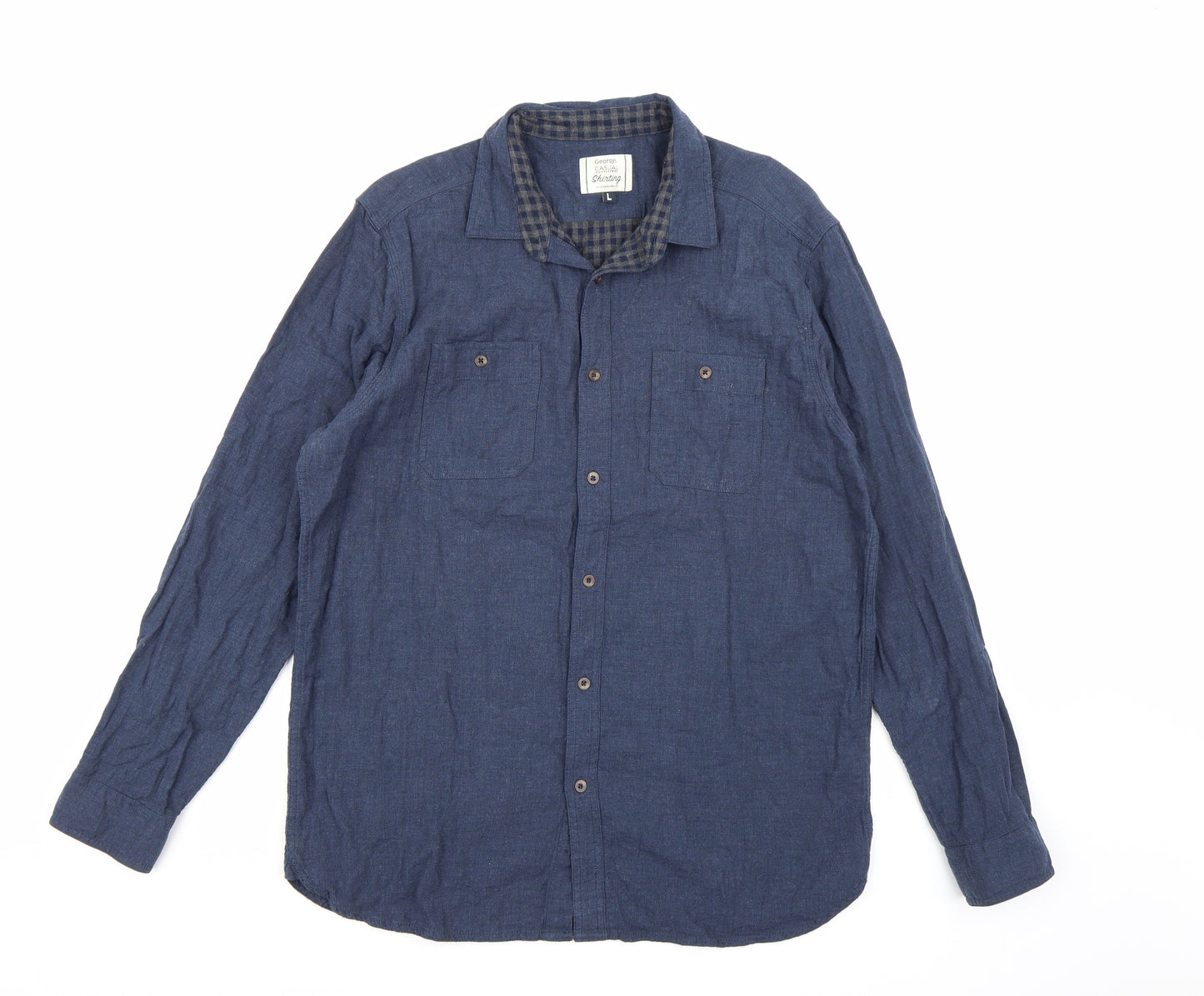 George Mens Blue    Button-Up Size L