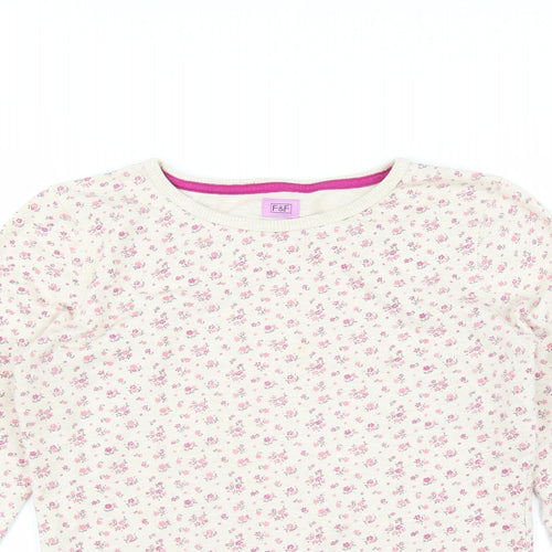 F&F Girls Beige Floral  Pullover Sweatshirt Size 12-13 Years