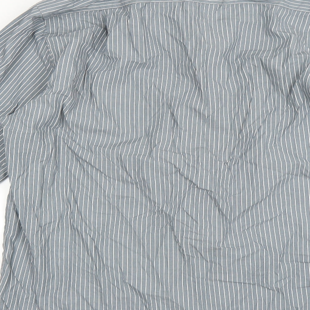 Thomas Nash Mens Blue Striped   Dress Shirt Size 16.5
