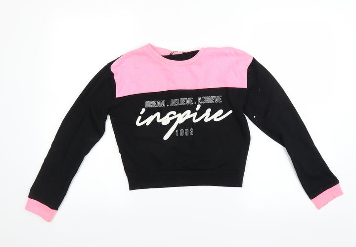 Pep & co Girls Black   Pullover Sweatshirt Size 10-11 Years