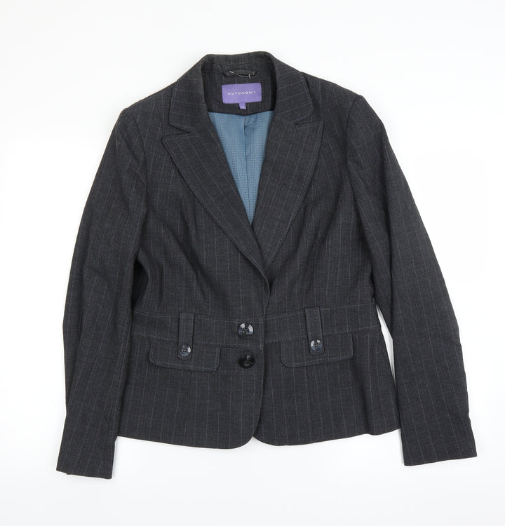 Autonomy Womens Grey Striped Jacket Suit Jacket Size 14