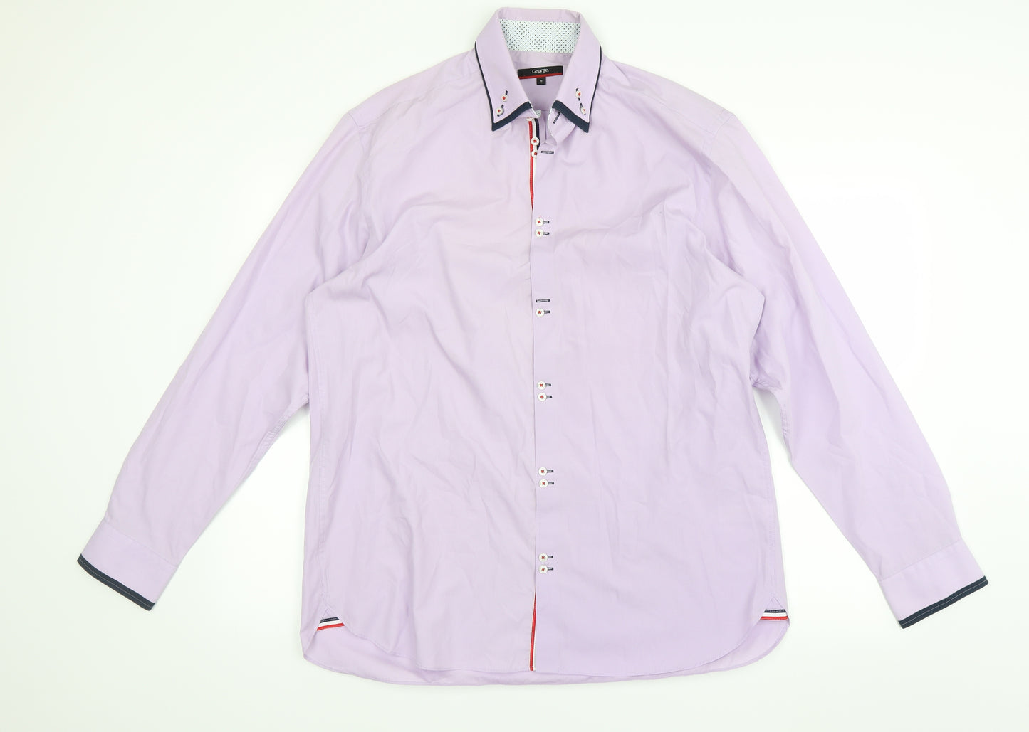 George Mens Purple    Dress Shirt Size 17