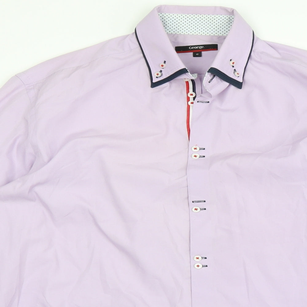 George Mens Purple    Dress Shirt Size 17