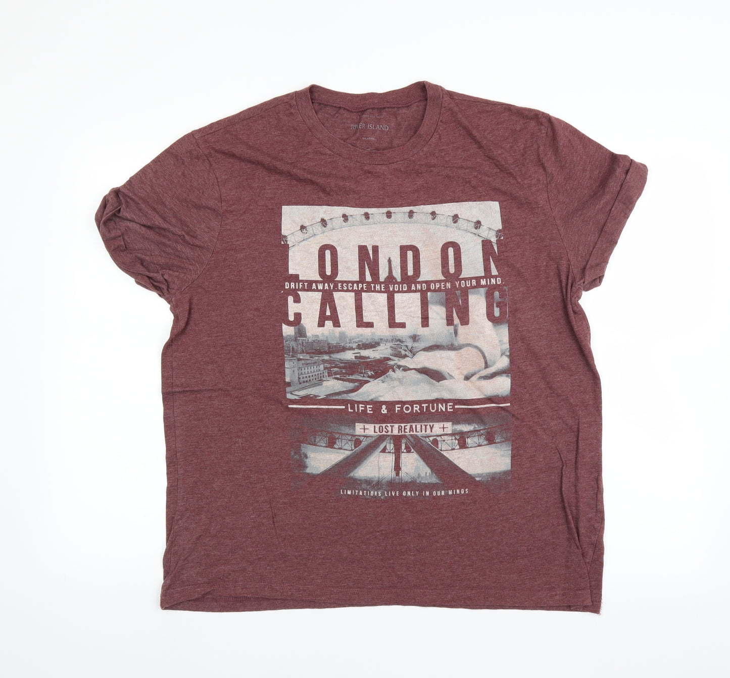 River Island Mens Red    T-Shirt Size XL