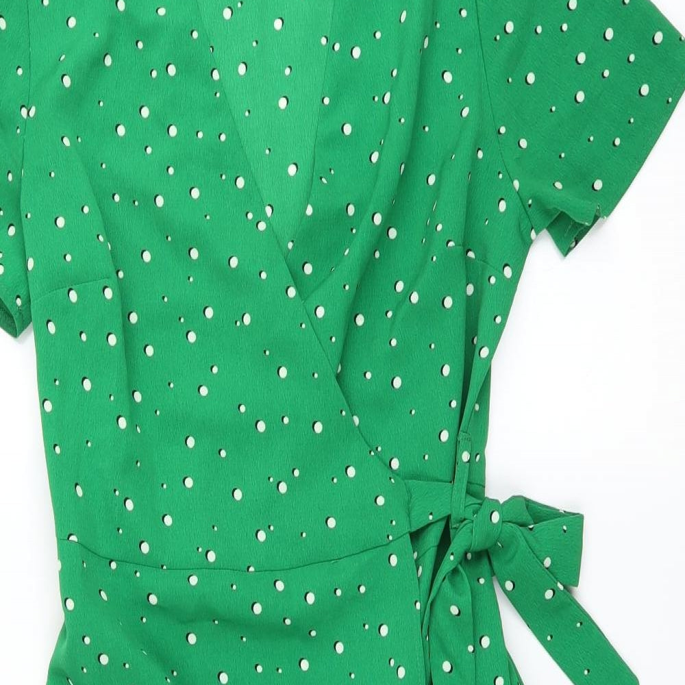 Primark Womens Green Polka Dot  Wrap Dress  Size 10
