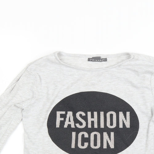 Primark Girls Grey   Basic T-Shirt Size 10-11 Years  - Fashion Icon
