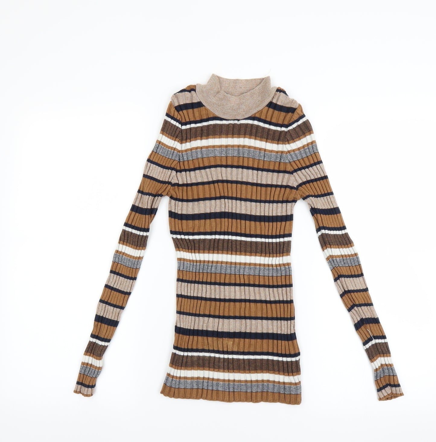 Peacocks Womens Brown Striped  Pullover Jumper Size 8