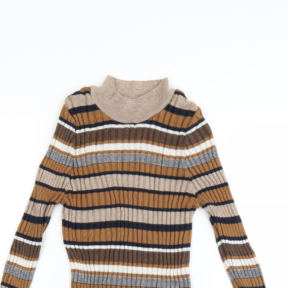 Peacocks Womens Brown Striped  Pullover Jumper Size 8
