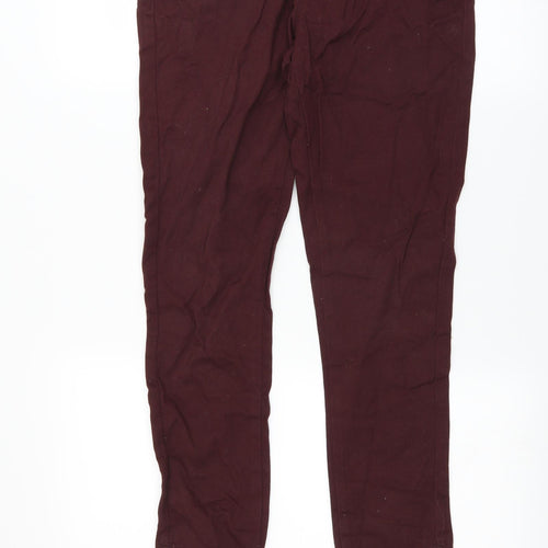 Primark Womens Red   Skinny Jeans Size 10 L32 in - burgundy zip detail