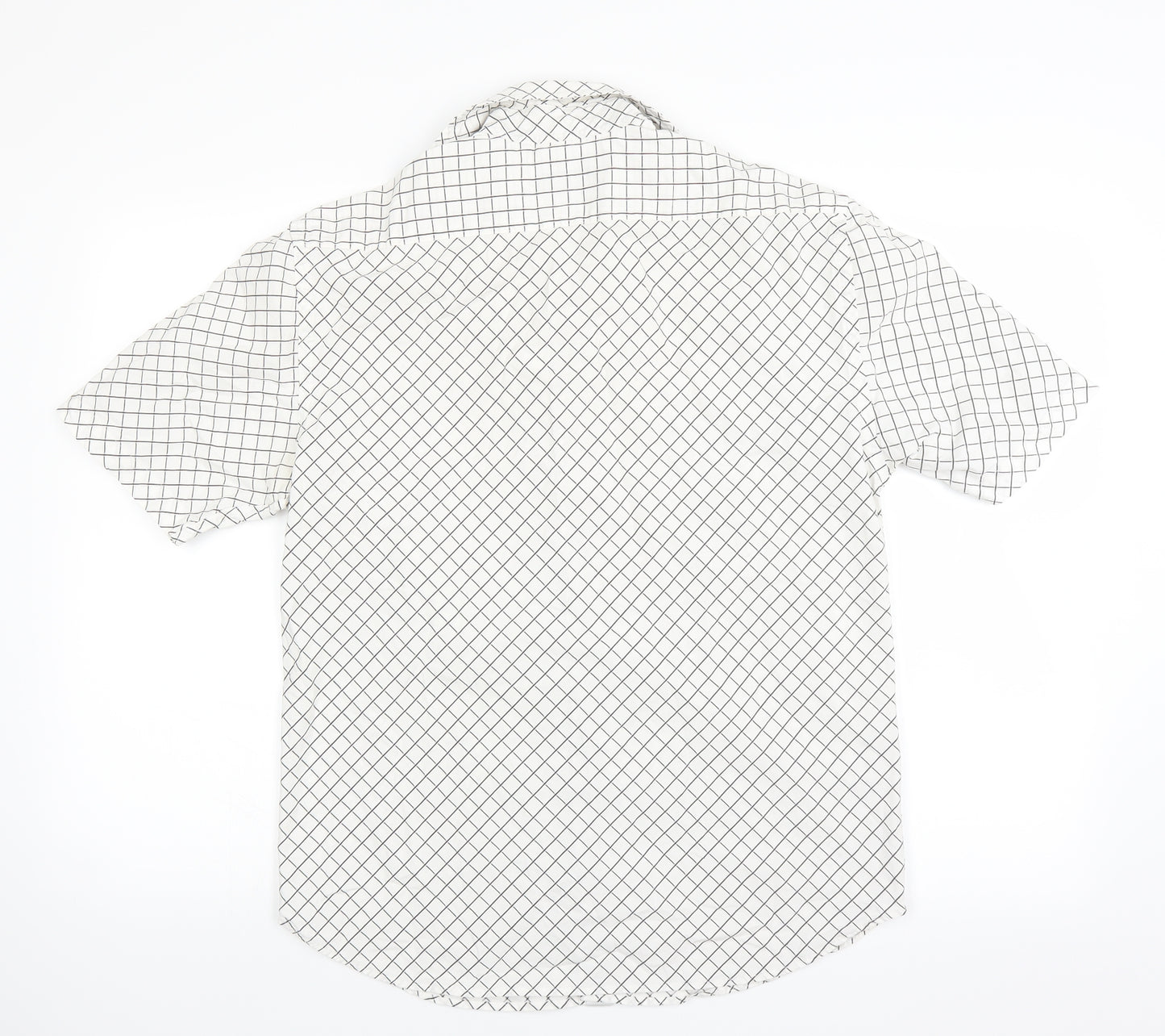 NEXT Mens White Argyle/Diamond   Button-Up Size M