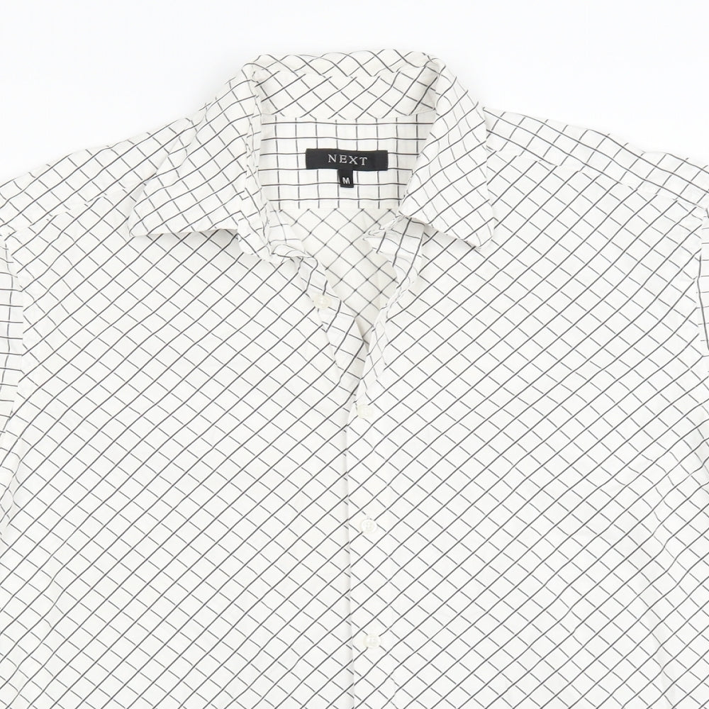 NEXT Mens White Argyle/Diamond   Button-Up Size M