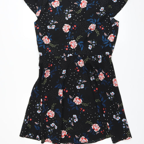 George Womens Black Floral  Fit & Flare  Size 14