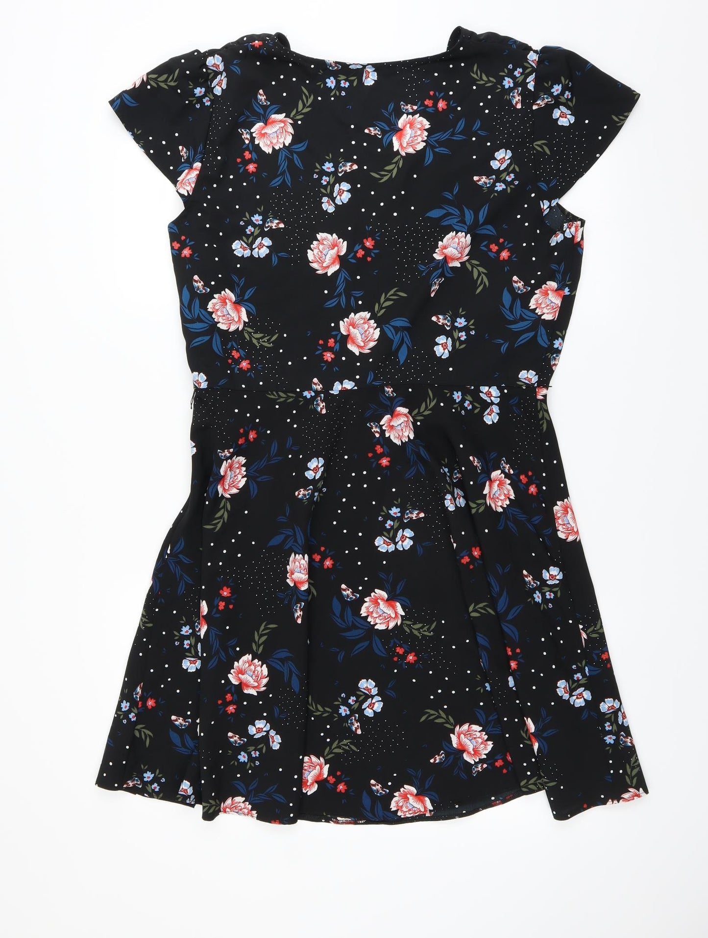 George Womens Black Floral  Fit & Flare  Size 14