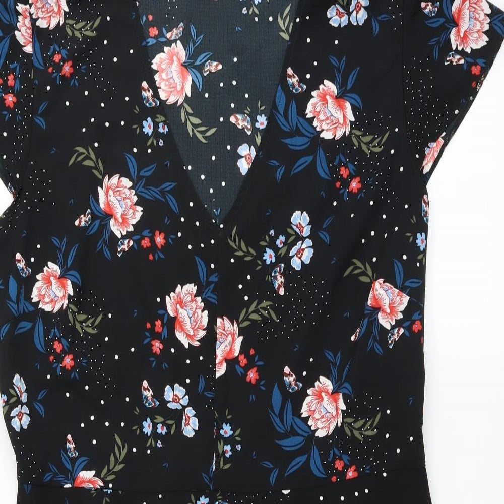 George Womens Black Floral  Fit & Flare  Size 14