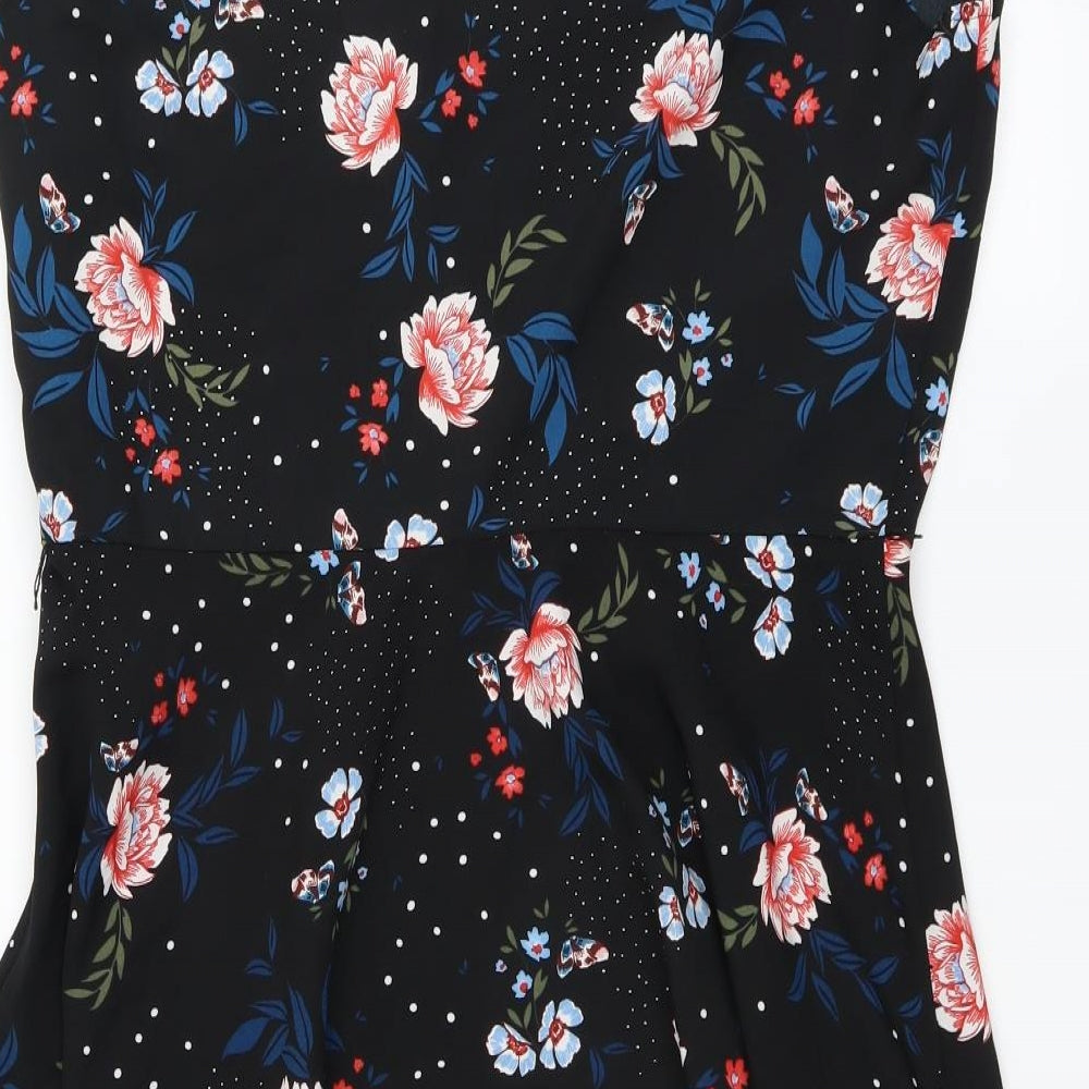 George Womens Black Floral  Fit & Flare  Size 14