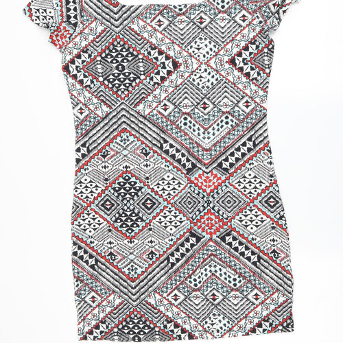 Primark Womens Multicoloured Geometric  T-Shirt Dress  Size 16
