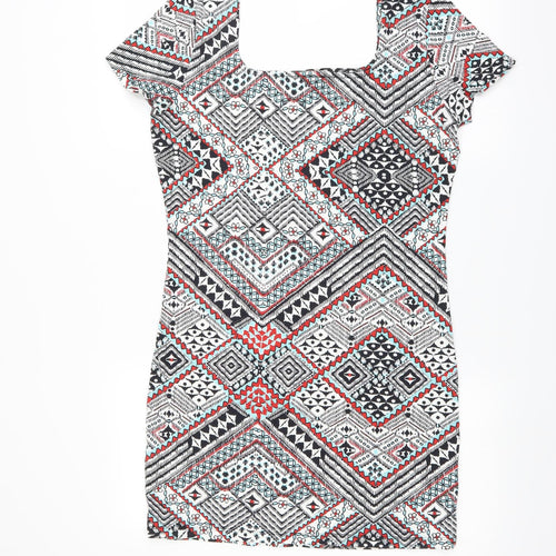 Primark Womens Multicoloured Geometric  T-Shirt Dress  Size 16
