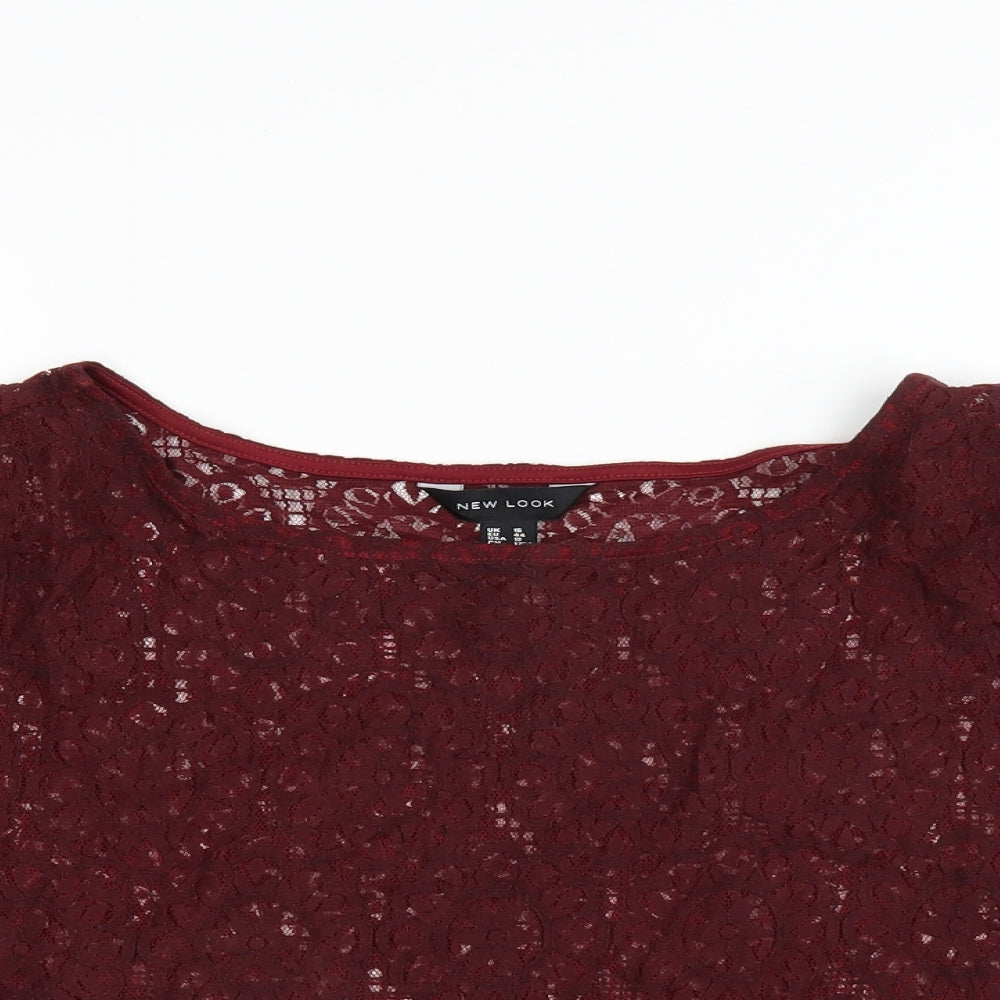 New Look Womens Red Floral  Basic Blouse Size 16  - sheer