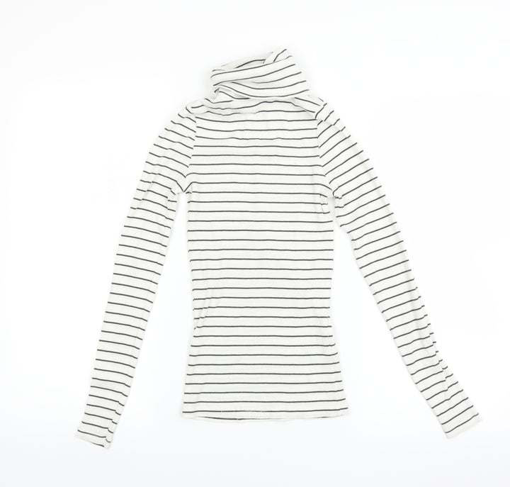 New Look Womens White Striped  Pullover Jumper Size 6