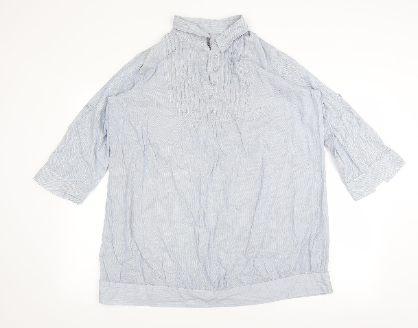 evie Womens Blue Striped  Basic Blouse Size 20