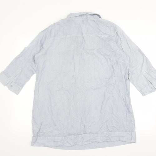 evie Womens Blue Striped  Basic Blouse Size 20
