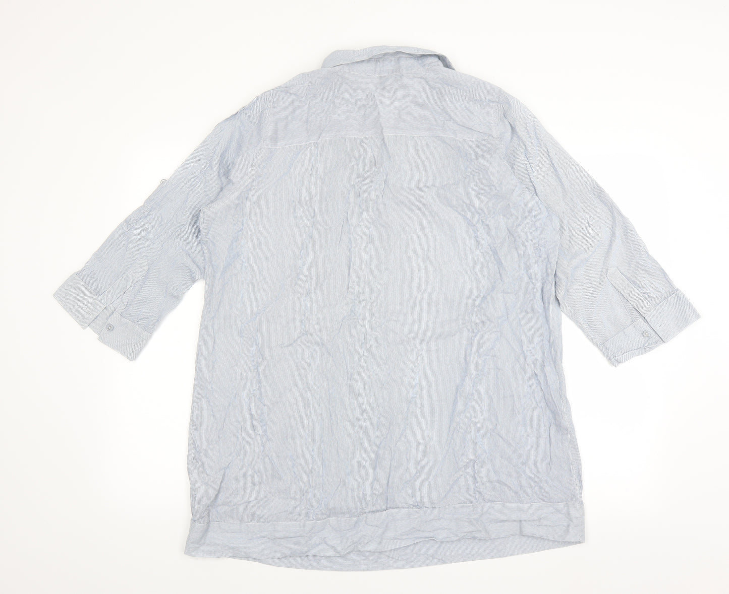 evie Womens Blue Striped  Basic Blouse Size 20