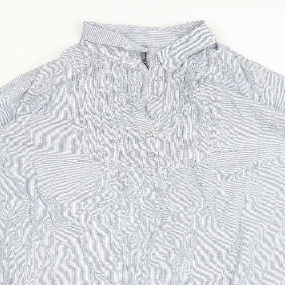 evie Womens Blue Striped  Basic Blouse Size 20