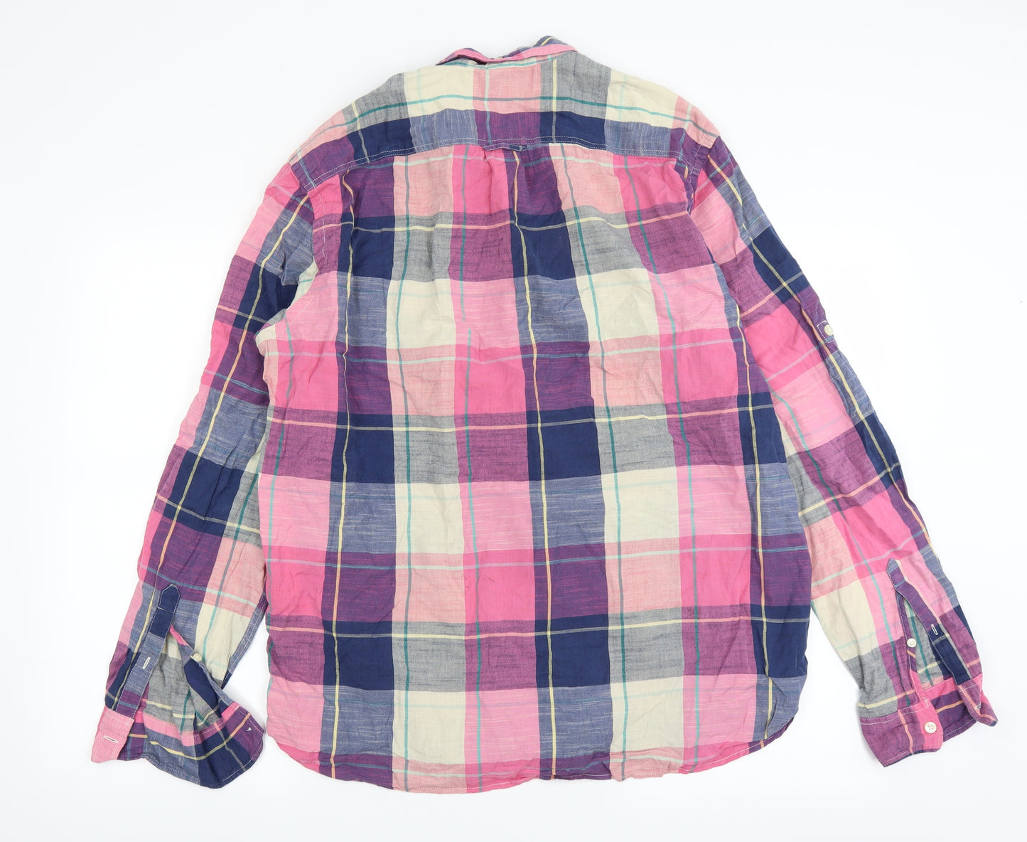 H&M Mens Pink Check   Button-Up Size L
