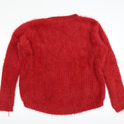 Primark Womens Red   Pullover Jumper Size 12  - FLUFFY