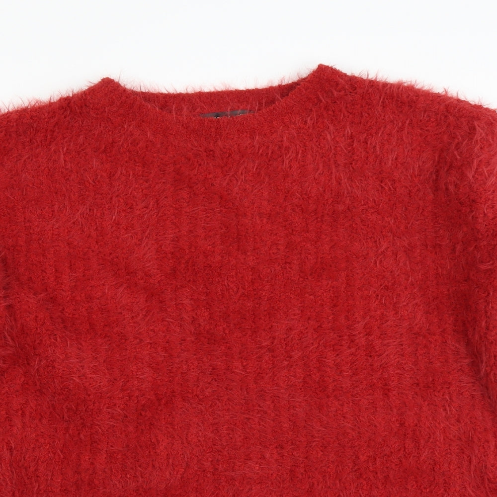 Primark Womens Red   Pullover Jumper Size 12  - FLUFFY