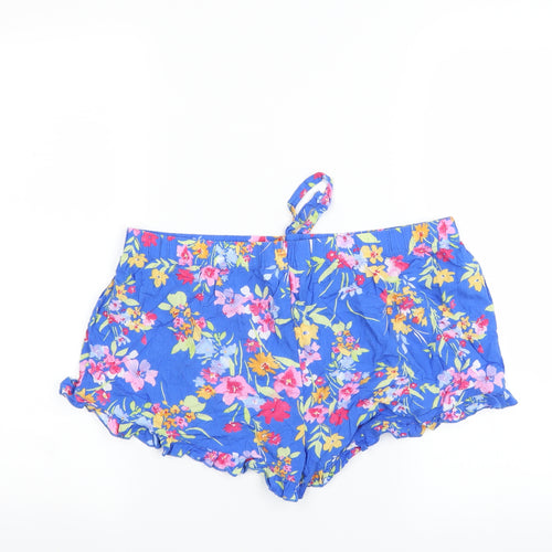 Primark Womens Blue Floral  Hot Pants Shorts Size M