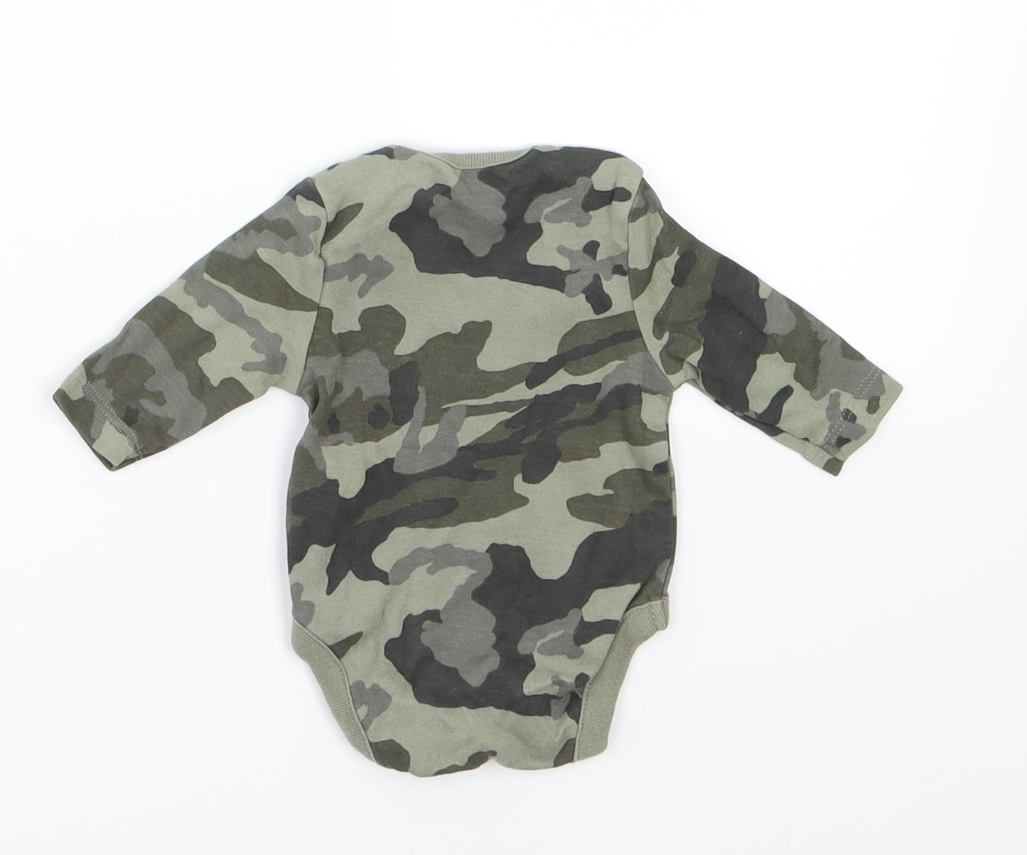 NEXT Boys Green Camouflage Jersey Babygrow One-Piece Size Newborn