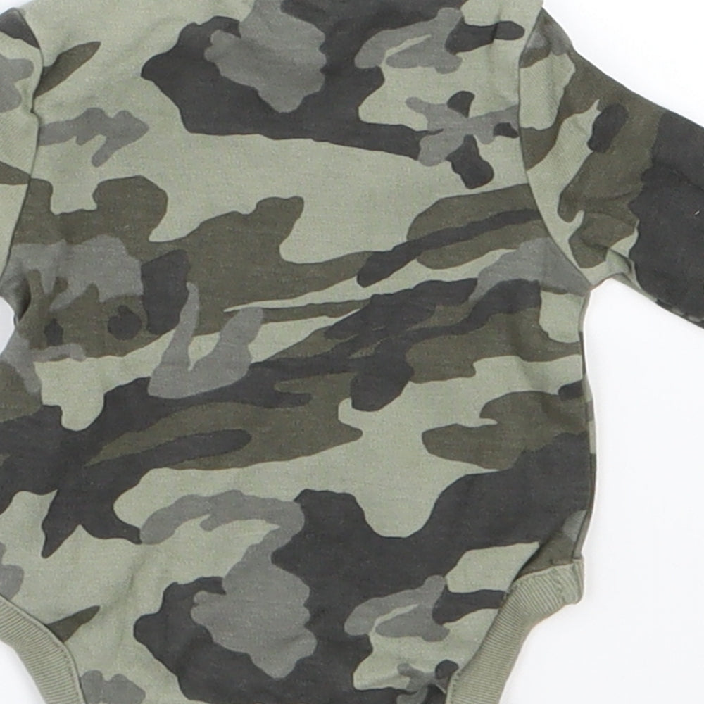 NEXT Boys Green Camouflage Jersey Babygrow One-Piece Size Newborn