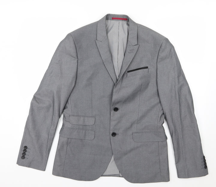 George Mens Grey Rayon Jacket Suit Jacket Size 38