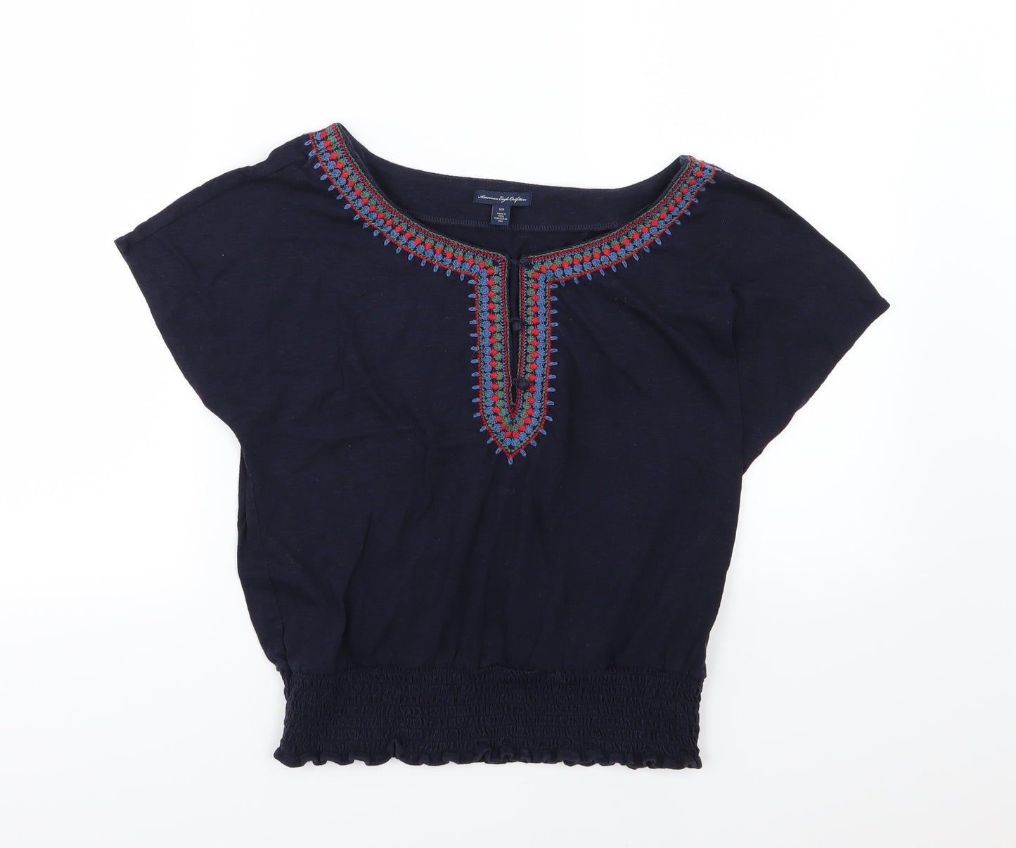 American Eagle Outfitters Womens Blue  Jersey Basic T-Shirt Size S
